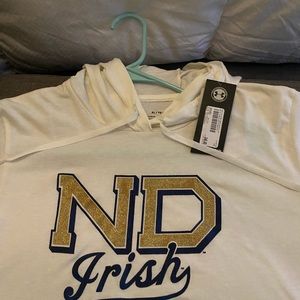 Notre Dame hooded T-shirt.
